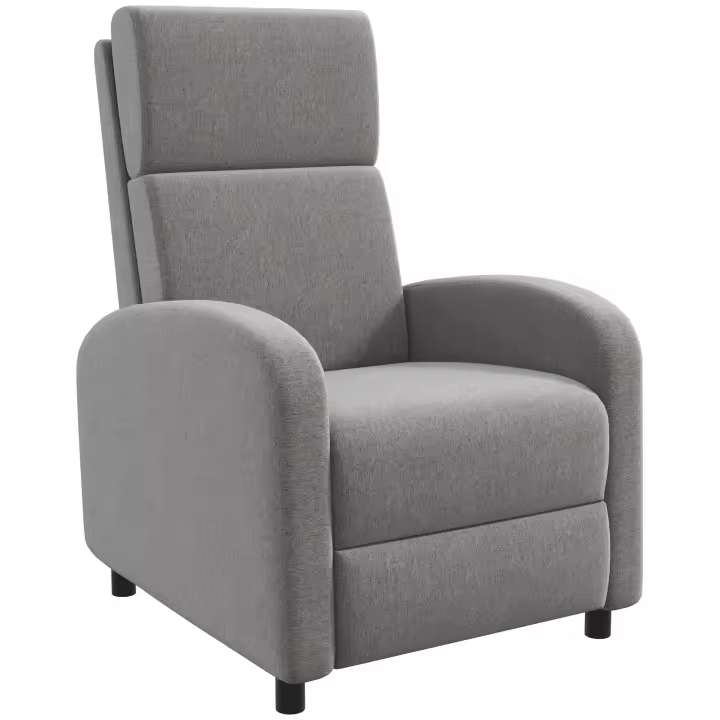 HOMCOM Sillón Relax Reclinable Manual Sillón Relax Tapizado en Lino Sintético con Reposapiés Carga 120 kg Sillón Reclinable para Dormitorio Oficina Crema - 1