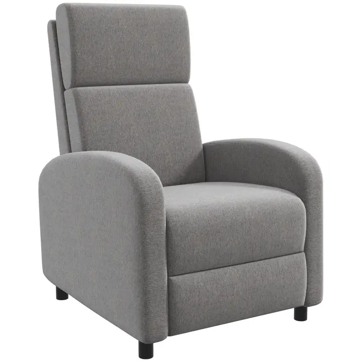 HOMCOM Sillón Relax Reclinable Manual Sillón Relax Tapizado en Lino Sintético con Reposapiés Carga 120 kg Sillón Reclinable para Dormitorio Oficina Crema - 1