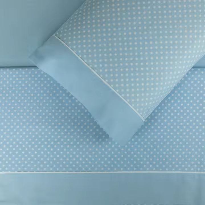 Juegos sábanas  Diseño 673. BURRITO BLANCO. Incluye sábana encimera, bajera y 1/2 fundas de almohadas. Estampado de círculos.Disponible en color  Beige, azul y gris. 100% Algodón. Tamaños 80, 90, 105, 120, 150, 160 y 180cm - 1