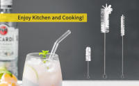Set De 3 Brochas Para Limpieza De Botellas Multifuncionales De Nylon Para La Cocina Brochas De Plástico Y Acero Inoxidable Color Blanco - details 1