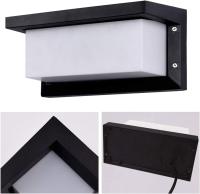 Aplique de Exterior LED Moderno de 12 W, Impermeable, IP65, Aluminio, Luz Emprotable, Pasillo, Escalera, Balcón, Jardín, Porche, Negro, 4000 K, blanco Natural [Clase de Eficiencia Energética A +] - details 0