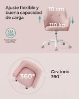 Study Chair, Swivel Chair, Adjustable Height, Load 110 kg, Steel Frame, Breathable Cotton-Linen Fabric, for Study, Bedroom, Pink - details 6