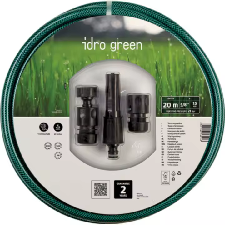 Fitt Kit Manguera Idro Green Ø15mm 20m + 3 racores y lanza de riego. 23115201 Fitt - 1