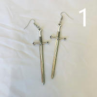 Pendientes Colgantes De Espada Gótica Para Mujer Joyería De Halloween Clásica Y Mística Regalo Elegante Con Doble Hoja Y Anillo - details 12