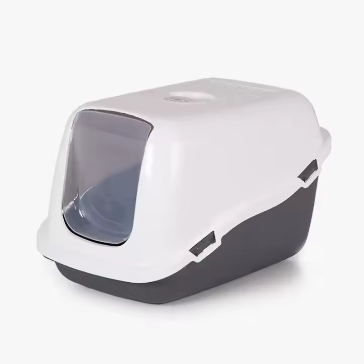 Arenero para Gatos Grande 57 x 39 x H 35 cm  Arenero de Material de Plástico Resistente, Diseño Moderno y Elegante, Cubierta Desmontable y Tapa Transparente Bandeja de arena para gatos con tapa. Ref.601581 - 1