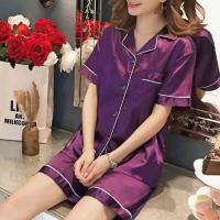 Conjunto De Pijamas De Seda Para Mujer 2 Piezas Camisola Y Shorts Estilo Elegante Sin Mangas Para Verano Dormir Y Descansar - details 17