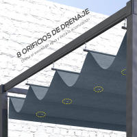Outsunny Cubierta para Pérgola 3x2,5 m Techo de Repuesto Retráctil para Sombrilla Toldo de Tela para Cenador Jardín con 8 Orificios de Drenaje - details 4
