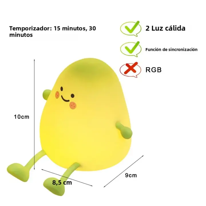 Lámpara De Noche Creativa Y Divertida En Forma De Mango Y Caimán Capybara Silicona Recargable RGB Con Sensor Táctil Para Habitación De Niños - 1