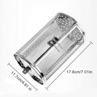 Cesta de horno de tambor para asador de acero inoxidable, cesta de varilla de asador de tambor redondo, cesta de horno para asar al horno, cesta giratoria para hornear, para maní, nueces secas, granos de café, barbacoa - details 1