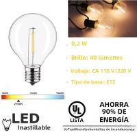 Cadenas De Luces LED G40 Para Exteriores 7.6M/20M Inalámbricas Resistentes Al Choque Para Decoración De Patio Jardín Y Porche - details 6