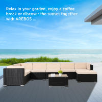 AREBOS Muebles jardín de poliratán Lounge Palermo 8 personas combinable negro - details 19