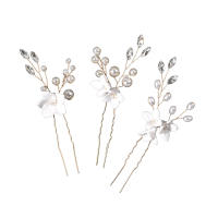 Peinado De Novia Con Three-piece U-shaped Pearl Flower Hairpin Accesorios De Moda Para Mujer Aleación De Aluminio Joyería De Boda - details 9