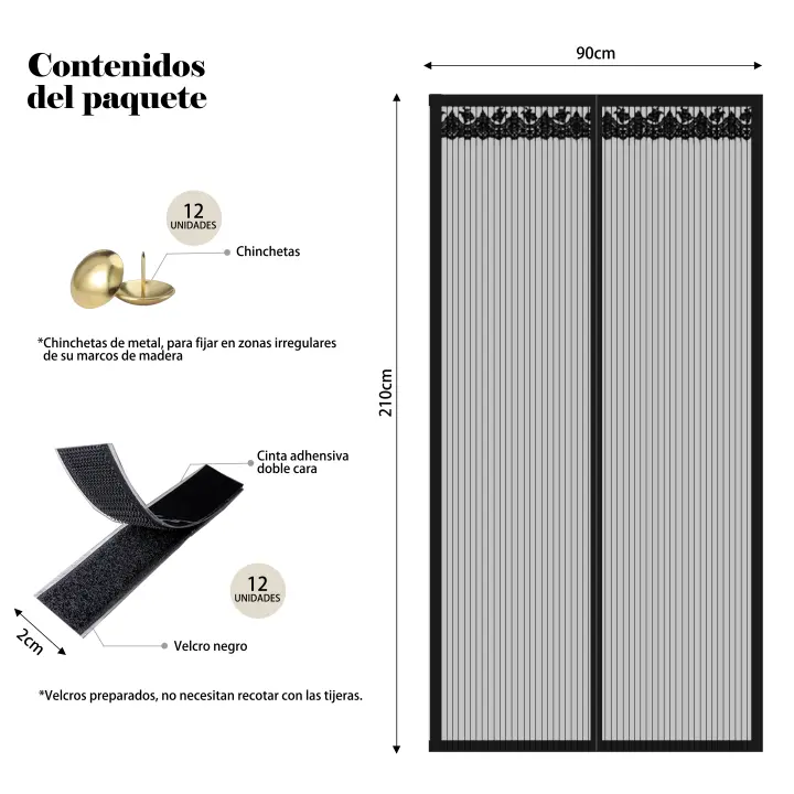 AYA MARKT Mosquitera Puerta Magnética, Cierre Automático con Imán, Cortina de Malla Antimosquitos,Instalación Fácil con Velcro Incluido - 1