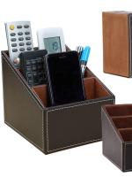 Organizador De Escritorio En Cuero PU Para Control Remoto Almacenamiento De Cosméticos Y Bolígrafos Caja De Almacenamiento Para Teléfono Móvil Correo TV Guía De Oficina - details 3