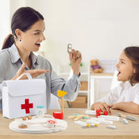 Juego De Película De Médico De Madera Para Niños Set De Juego De Roles Con Bolsa Médica Para Niños Y Niñas Juguete Educativo Para Bebés a Partir De 3 Años - details 0