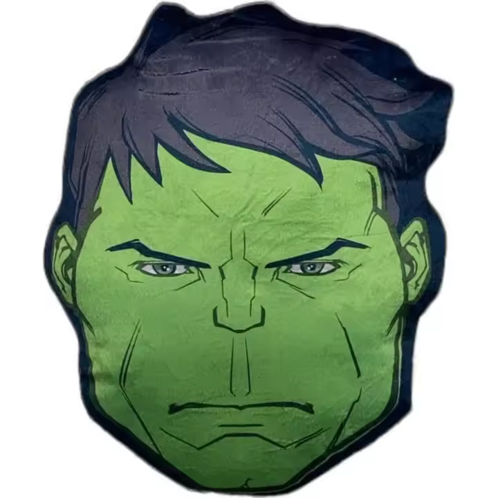 Marvel The Avengers Cojín 3D LOS Vengadores con Forma de Cabeza Personaje Hulk 32x28cm Material de tacto aterciopelado - 1