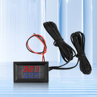 Termómetro Digital De 3 Dígitos Con Doble Pantalla NTC Metálico Impermeable Con Dos Sondas DC4-28V Longitud De Líneas Roja Y Azul 1M Proba Cilíndrica - details 0