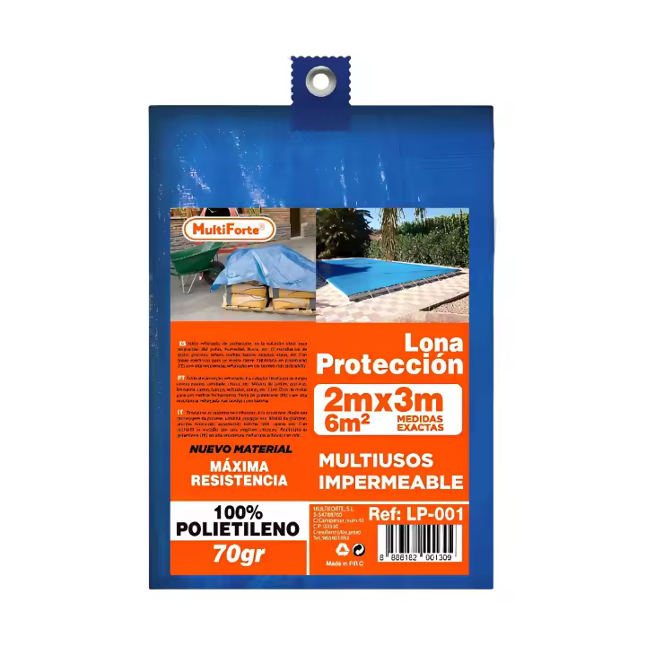 LILI HOME Toldo Lona Azul Protector de Polietileno 70 gramos por metro cuadrado. Dimensiones Disponibles: 2 x 3 / 3 x 4 / 4 x 5 / 5 x 8 / 6 x 8 / 6 x 10 / 8 x 12. Totalmente impermeable, ideal para proteger contra la lluvia y la humedad - 1