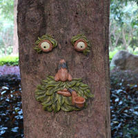 Estatua De Árbol Riómano Para Jardín Patio Exterior Escultura De Rostro Divertido Y Encantadora En Resina Estilo Antiguo - details 3