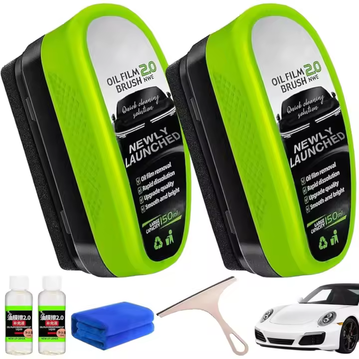 Limpiador de vidrios BominiStore, limpiador de autos Boministore Pro 2.0, cepillo para limpiar películas de aceite automotriz, tabla universal para limpiar vidrios, cepillo para remover películas de aceite de vidrio para autos (2 unidades) - 1