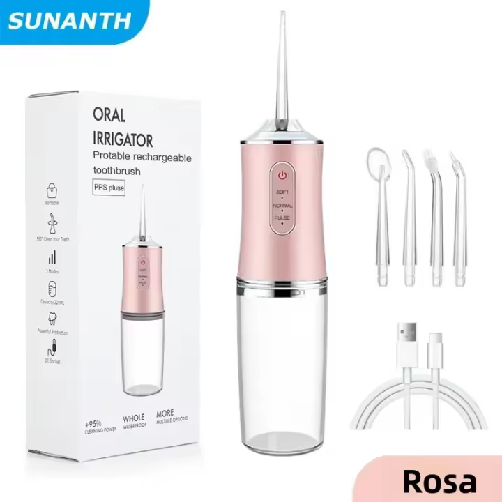 Irrigador Oral USB Recargable Rápido 3 Modos 4 Punzadas De Jeta Máquina Portátil De Limpieza De Dientes Lavadora De Bocina - 1