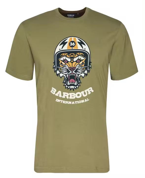 Barbour International Socket Graphic T-Shirt Olive Branch - 1