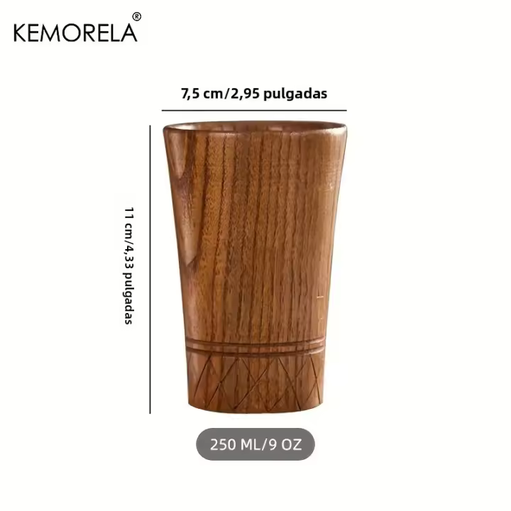 Taza De Té De Madera Hecha a Mano Estilo Japonés Para Café Leche Agua Vino Taza De Bebida Para Cocina Y Barra - 1