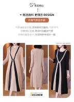 Vestido Plisado Estilo Miyake Para Mujer Nueva 2025 Color Sólido Falso Dos Piezas Cuello Redondo Manga Larga Talla Grande Suelta Falda Plisada - details 1