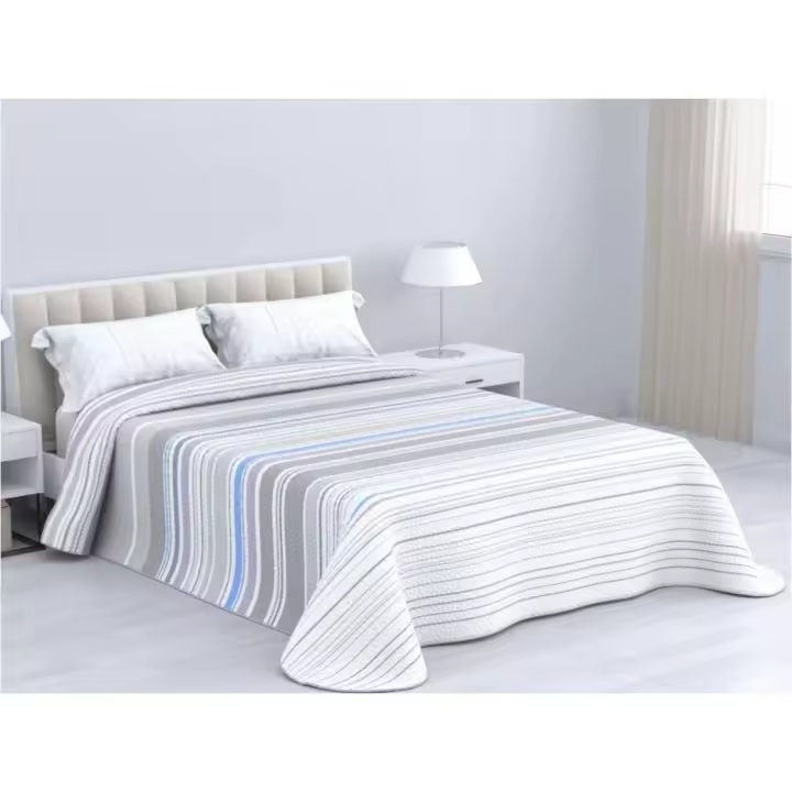 Colcha Reversible de Verano Milionos en Gris – Diseño Geométrico Moderno | Cama 90 a 150 cm | Poliéster Ligero | Mercatienda.es - 1