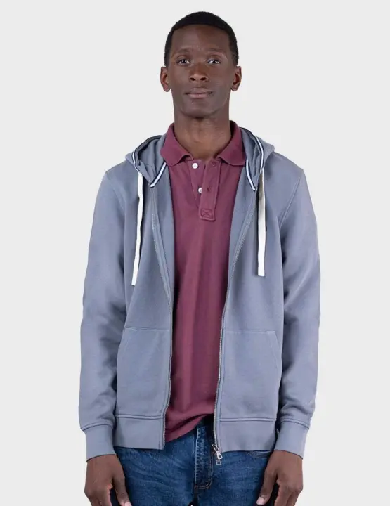 El ganso Zipper Garment Dye sudadera gris para hombre - 1