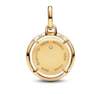 PANDORA Medallón de escarabajo ME, Plata de Legislación con aleación de metal Chapado en oro y circonitas, compatible con Plumas ME y Moments, 763413C01, Talla única, Plata de Lei, Circonita cúbica, viene con Caja original. - details 0