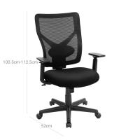 Silla de oficina ergonómica giratoria de malla con mecanismo de inclinación, apoyo lumbar y apoyabrazos ajustables, capacidad de carga de 120 kg, en negro - details 3