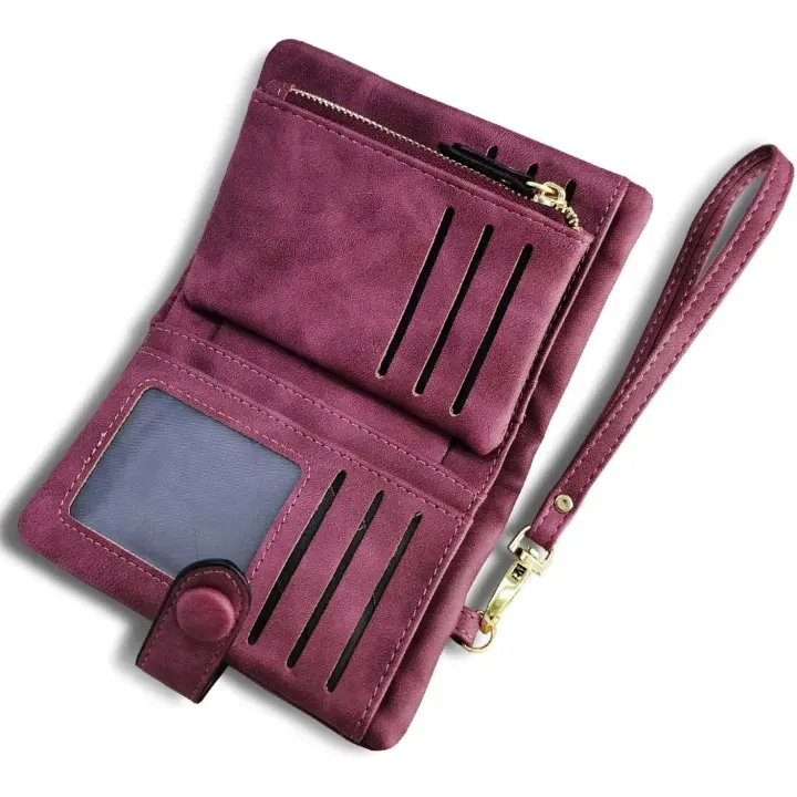 Cartera de cuero plegable para mujer con RFID bloqueo, Monedero with Ventana para Identificación y tarjetero - 1