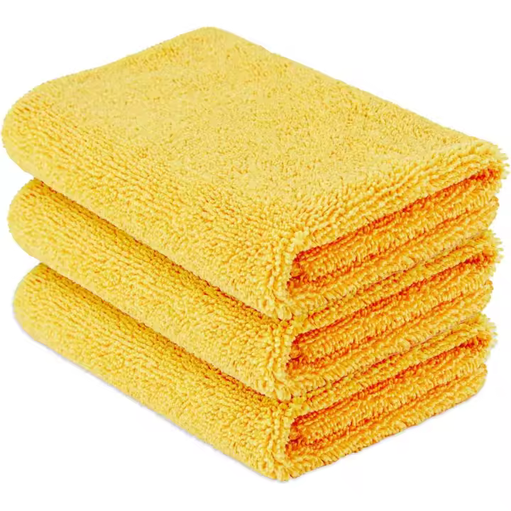 Toallas de microfibra Basics para secar el coche (paquete de 3), sin pelusa ni rayones, muy absorbentes, 40,6 x 40,6 cm, amarillas - 1