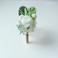 Corsage Rustico Para Novio Y Llavero De Boda Blanco Con Rosa Eucalipto Hiedra Orchidaya Berries Gypsophila Accesorios De Vestimenta Para Bodas Cumpleaños Y Decoración Personal - details 5