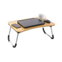 Mesa Plegable de madera y metal cromado para ordenador o tablet. Mesa Laptop Plegable de Madera 40x60x26 cm Bandeja Auxiliar multiusos - Home Family - details 0