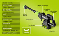 120bar Arandela de coche de alta presión sin escobillas, pistola de agua pulverizada 6 en 1, boquillas multifunción, lavado de coche inalámbrico de espuma, 1200W - details 4