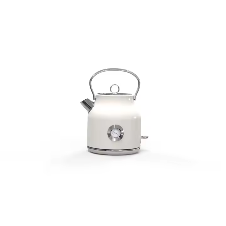 Hervidor retro 1.7L, hervido rápido de 3KW, base giratoria 360°, filtro antical extraíble, sin cable, ventana nivel agua, luz indicadora azul, sensor seco y apagado automático, diseño vintage crema Visita la tienda de Salter - 1