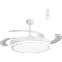 Ventilador Retráctil con Iluminación LED 3CCT 30W Motor DC, 36W Luz, Motor Silencioso DC130, 6 Velocidades, Blanco, Control Remoto, 3 Temperaturas de Color OstarkDom-LEDUNI - details 1