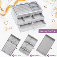 Caja De Joyas Grande Tres Capas De Flanela Almacenamiento Para Pendientes Collares Anillos Organizador De Joyería - details 1