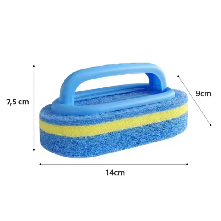 Cepillo Multifuncional Azul Para Cocina Y Baño Con Mango De Plástico Cepillo De Esponja Para Lavar El Baño Y Fregadero Ecológico - 1