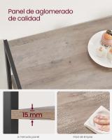 Estantería de cocina con cestas de malla y soporte para microondas, 80x35x95 cm, incluye estantes y ganchos, disponible en marrón rústico, nogal y greige - details 4