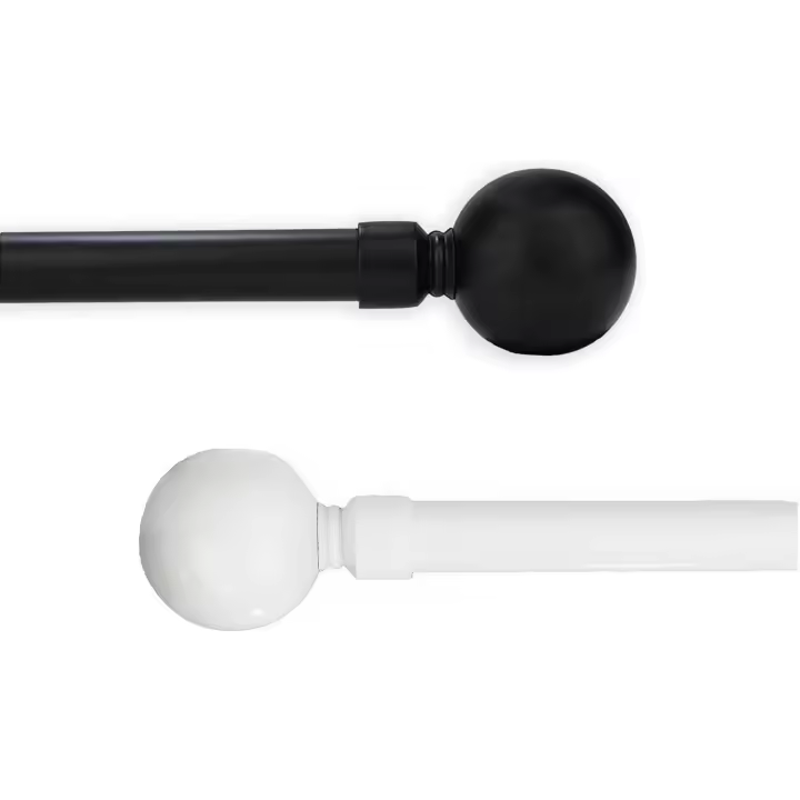 Barra de Cortina Extensible, Barra Universal Decorativa de Metal Color Blanco y Negro 19 mm Diámetro, 70-140/120-210/160-300cm - 1
