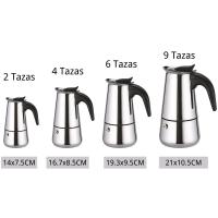Cafetera Italiana en acero inoxidable para espresso 2/4/6/9 TAZAS Compatible con gas, vitrocerámica y estufa eléctrica. Uso doméstico y oficina. Cafetera Moka - details 6