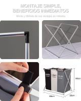 Newty  Cesto Ropa Sucia para Colada Cesta Lavandería Compartimentos Hogar Cocina Dormitorio Plegable Almacenamiento Clasificador Contenedor Organizador Lavado Cesta Tela Porta Objetos Separar Ropa Clara Oscura Color Apto para todos los Espacios Grande - details 2