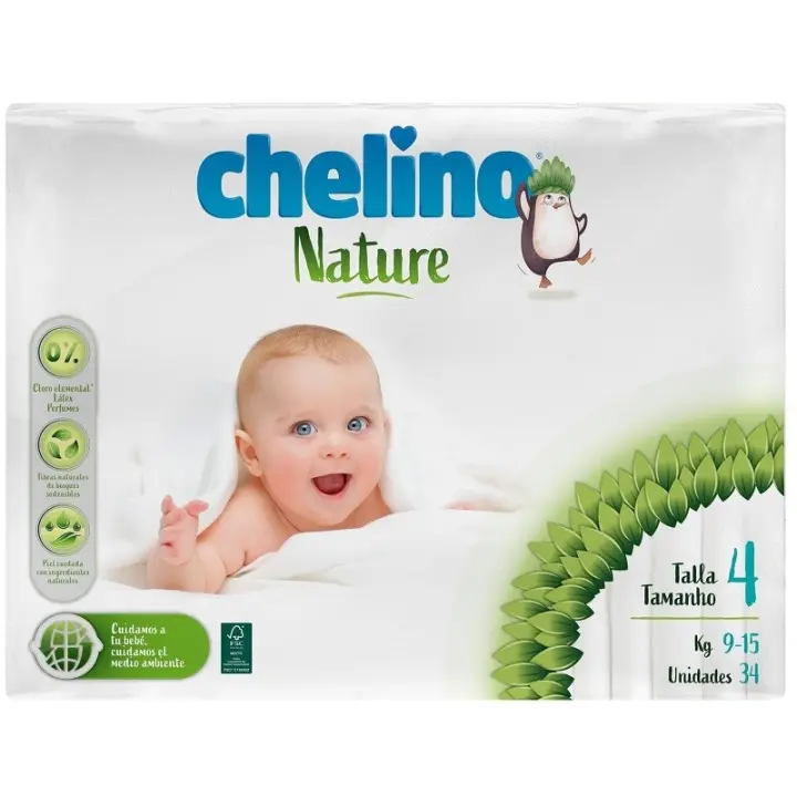 CHELINO NATURE TALLA 4 (9 A 15 KG) 34 PAÑALES. - 1