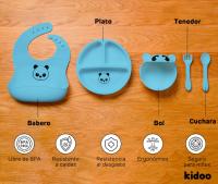 KIDOO Pack de Vajilla y Babero - Set de 5 piezas de Silicona Libre de BPA - details 0