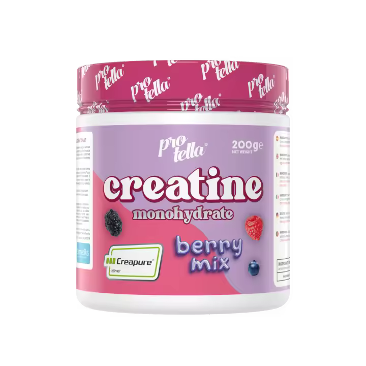 Creatina Creapure® 200g | Máxima Pureza | Mejora la Fuerza y Resistencia | Recuperación Muscular | Mejora cognitiva  | Reducción de fatiga | Apoyo en condiciones neurológicas |Sin Aditivos | Sin  Lactosa | Apta para Veganos | Sabor Berry Mix | Protella - 1