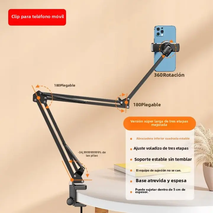 Soporte Ajustable Para Móvil De Lujo Con Diseño Oculto Para Teletrabajo Y Video Watching Soporte Para Cama Y Escritorio - 1