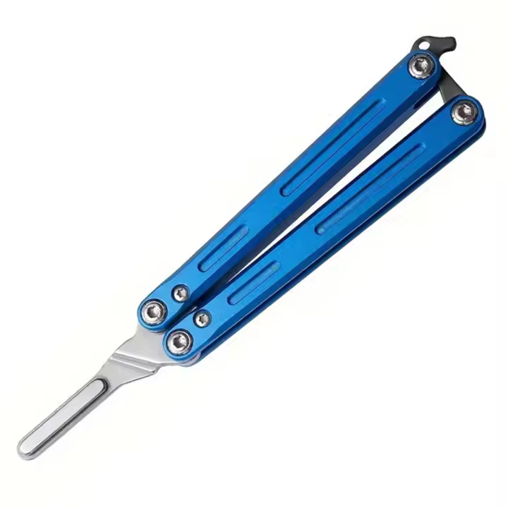 Cuchillo De Mariposa Plegable Portátil De Acero Inoxidable Mini Cuchillo De Bolsillo Para Práctica Y Entrenamiento Herramienta Para Exteriores - 1